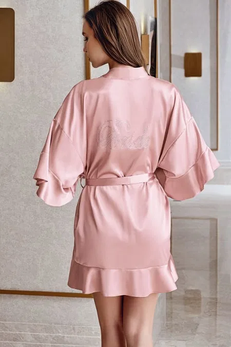 Leopar Desenli Taşlı Kuşaklı Sabahlık New Night 405 - 2