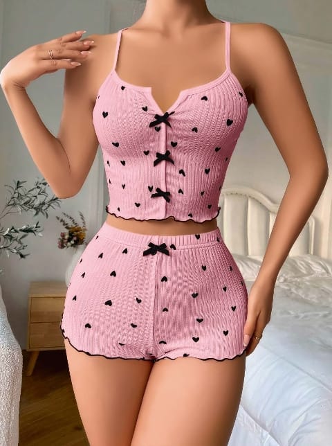 Lily Bianca Pembe Dantel Detaylı Askılı Şort Takım Lily Bianca 13016 - Görsel 2