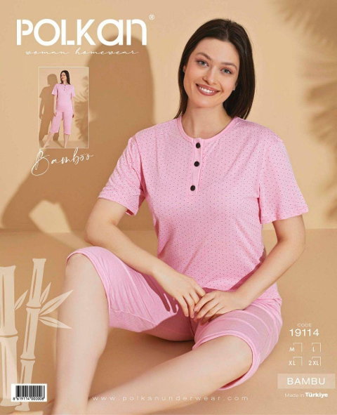 Leopar Desenli Kısa Kollu Kapri Pijama Takımı Polkan 19114