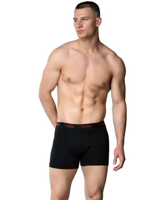 Penye Siyah Likralı Erkek Boxer Gümüş 3074 - Siyah