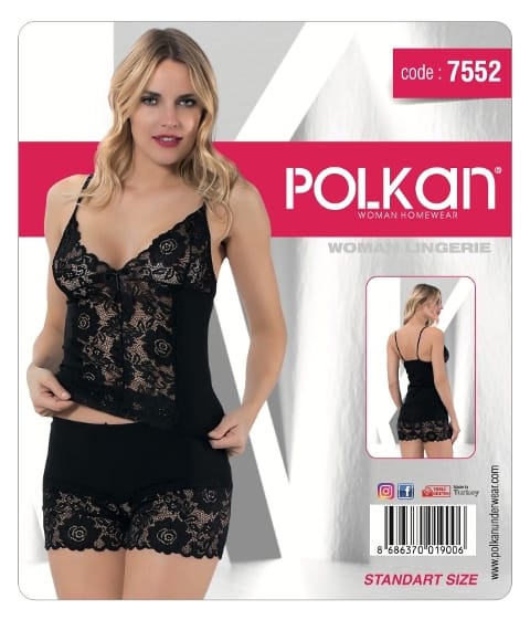 Dantelli İnce Askılı Kadın Atlet Takım Polkan 7552