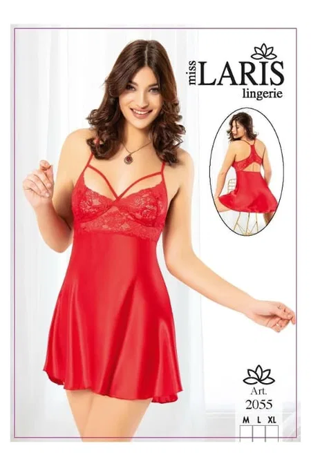 Saten Kırmızı Tek Parça Body Miss Laris 2055 - Kırmızı