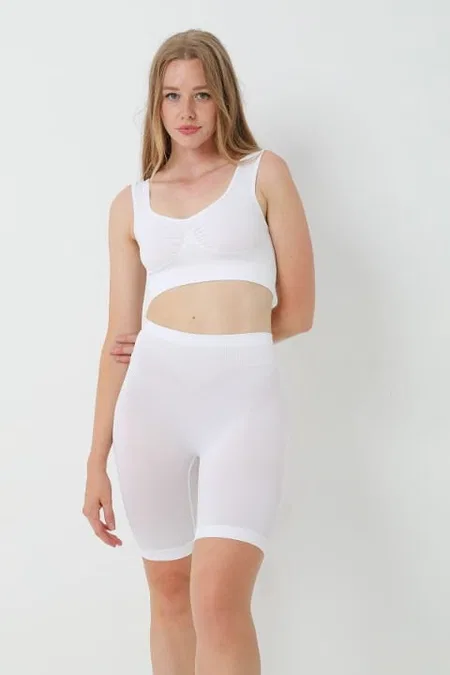 Dikişsiz Yüksek Bel Kadın Boxer FormActive 1410 - Beyaz