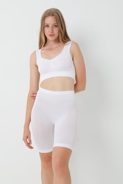 Dikişsiz Yüksek Bel Kadın Boxer FormActive 1410 - Beyaz