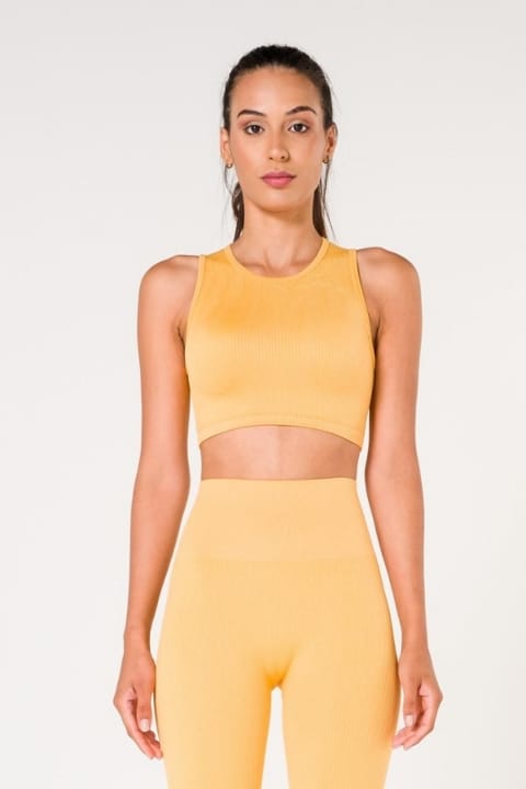 Kalın Askılı Dikişsiz Spor Sütyeni FormActive 1510 - Sarı