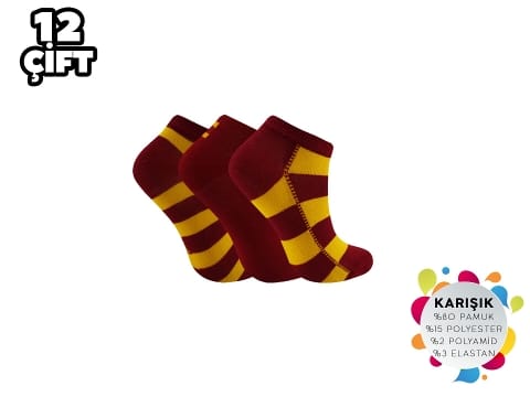 Anti-Alerjik Mor Patik Çorap 12'li Şirin 004 - Asorti