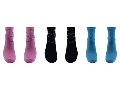 Karışık Renkli Desenli Pamuklu Kadın Soket Çorap Şirin 0640 - 2