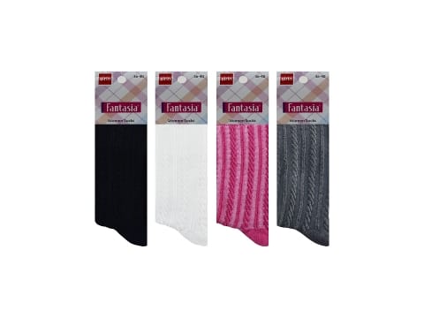 Desenli Pamuklu Kadın Çorap 12'li Şirin 0640 - 2