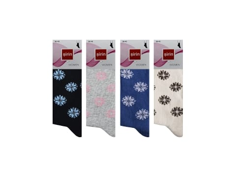 Düşük Denye Mor Penye Desenli Kadın Çorap Şirin 4000 - 2