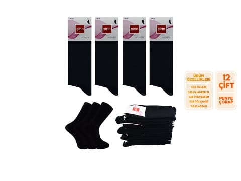 12 Denye Siyah Penye Kadın Çorap Şirin 4000