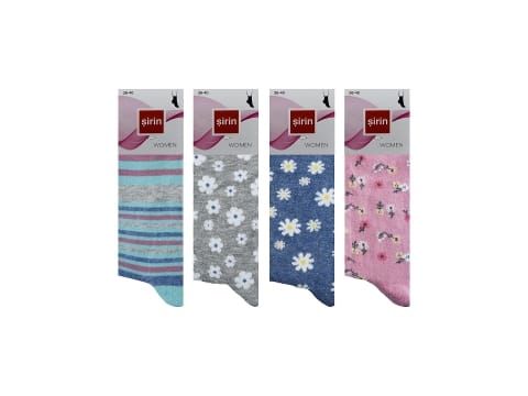 Karışık Desenli Kadın Penye Çorap 12'li Şirin 4000 - 2