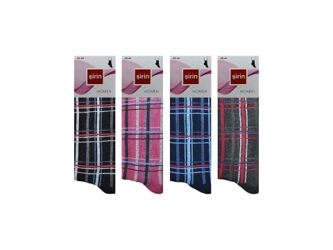 Ekose Desenli 12'li Külotlu Çorap Mor Şirin 4000 - Asorti