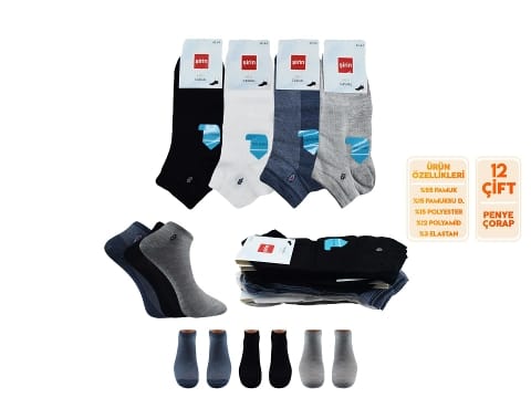 Pamuklu Ter Emici Mor Patik Çorap Seti Şirin 7010