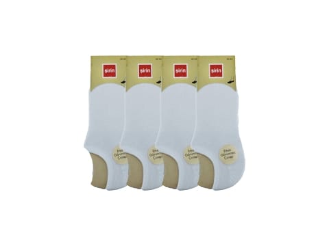 Düz Beyaz Kapalı Babet Çorap Pamuklu Antibakteriyel Şirin 7027 - Düz Beyaz