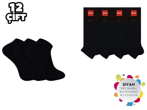 Dikişsiz Antibakteriyel Pamuklu Patik Çorap Seti Şirin 7035 - Siyah