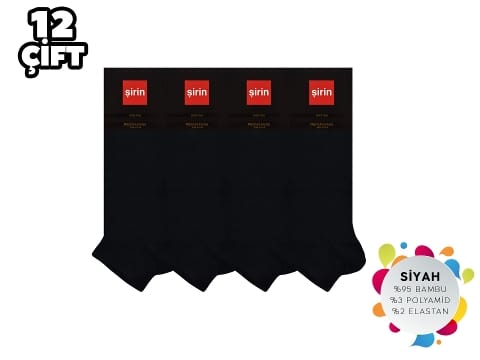 Dikişsiz Antibakteriyel Pamuklu Patik Çorap Seti Şirin 7035 - Siyah