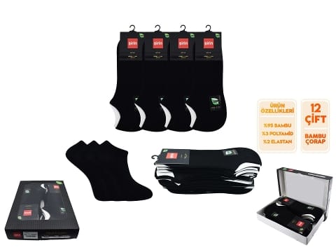 Bambu Dikişsiz Sıfır Konç Erkek Patik Çorap Seti Şirin 7037