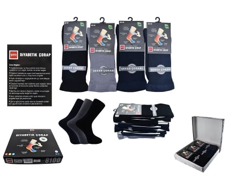 Dikişsiz Antibakteriyel Bambu Erkek Çorap Seti Şirin 8100 - Düz Siyah