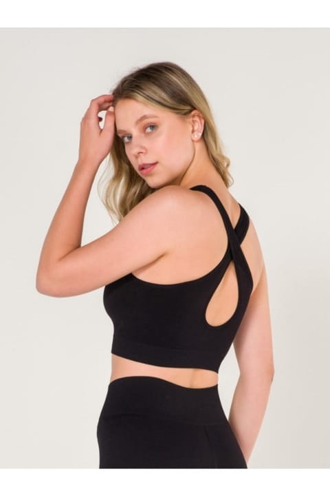 Dikişsiz Sporcu Sütyeni Sırtı Çapraz Askılı FormActive 1610 - Siyah