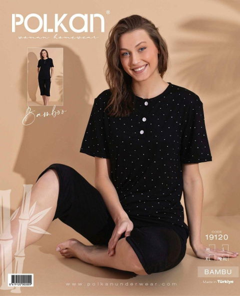 Bambu Kumaşlı Kısa Kollu Kapri Pijama Takımı Polkan 19120