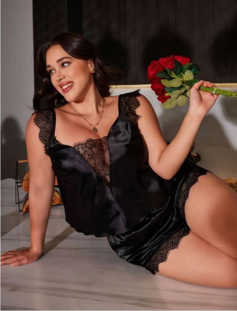 Siyah Dantel Askılı Saten Büyük Beden Şort Takım Real Passione 10008