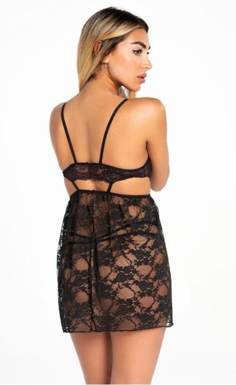 Siyah Dantel Detaylı Tek Parça Gecelik Nathalie 2023 - 2