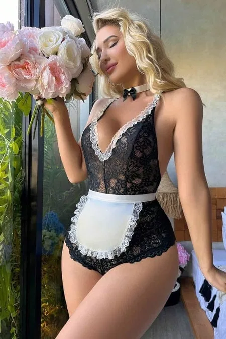 Siyah Dantel Detaylı Mini Kostüm Jesica Bella 15010 - 2