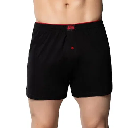 Siyah Havlu Bel Pamuklu Erkek Boxer Gümüş 4020 - Siyah