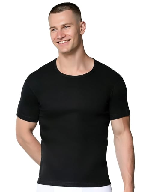 Siyah Kısa Kollu Pamuklu Erkek Atlet Fanila Gümüş 4050