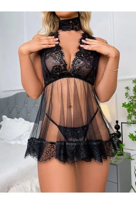 Siyah Dantel Detaylı Tek Parça Body Loomerie 524 - Siyah