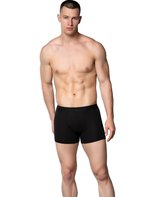 Siyah Pamuklu Likralı Erkek Boxer Gümüş 4018