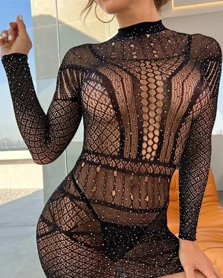 Somon File Desenli Mini Vücut Çorabı Miss Feliz 1029 - Siyah