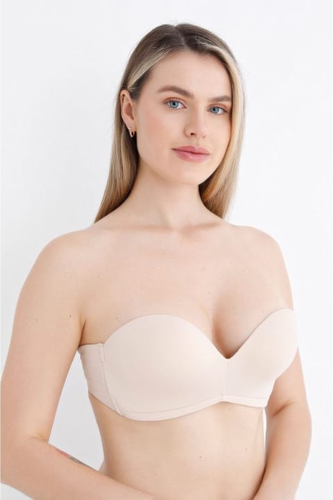 Dantel Detaylı Straplez Balensiz Sütyen NBB 30025 - Ten