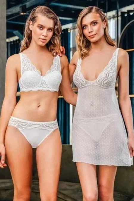 Dantel Detaylı Kalın Sütyen Külot Kombinezon Takım Büşra 1884