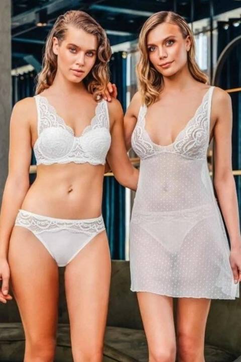 Dantel Detaylı Kalın Sütyen Külot Kombinezon Takım Büşra 1884 - Bordo