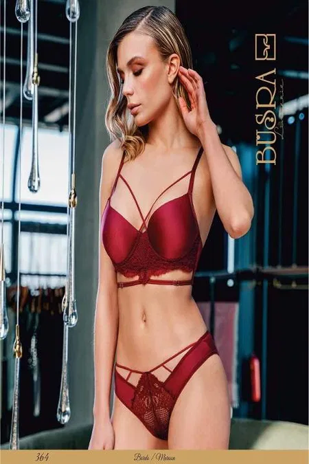 Dantel Detaylı Destekli Balenli Kadın Sütyen Külot Takım Büşra 364