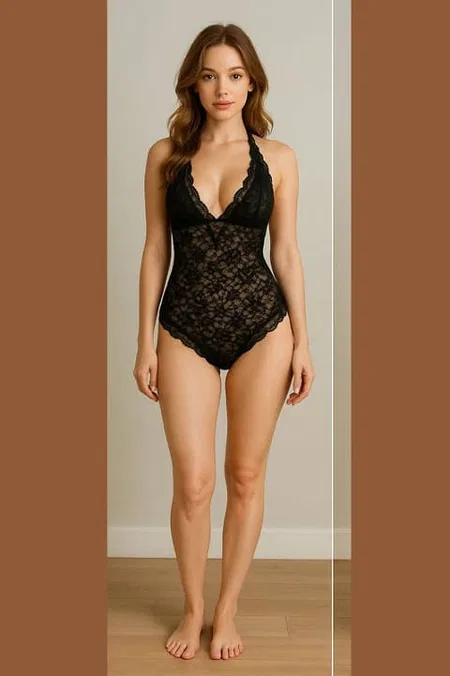 Tam Dantel İnce Askılı Body Siyah Venlisa 2700 - Siyah