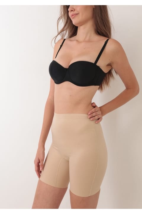 Paçalı Lazer Kesim Kadın Korse Yüksek Bel Sistina 733 - Ten