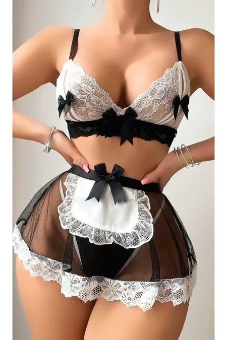 Ruselin Dantel Detaylı Tül Etekli Fantazi Body Ruselin 8006 - Görsel 4