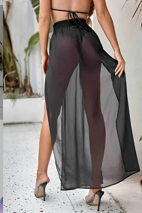 Siyah Tül Pareo Etek Plaj Elbisesi Venlisa 9700 - 2