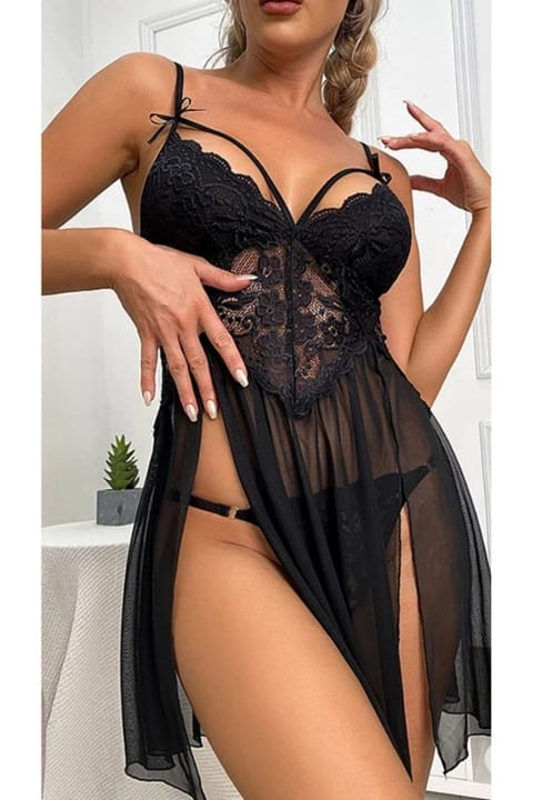 Şeffaf Tül Dantel İşlemeli Body Loomerie 527