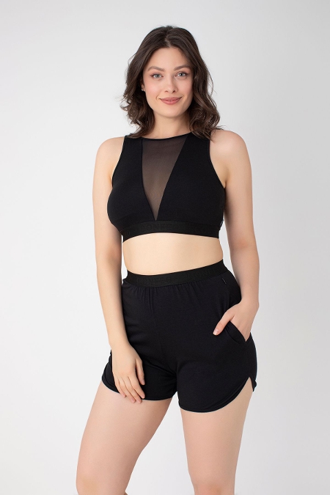 Tüllü Siyah Modal Kadın Büstiyer Confeo 801 - Siyah