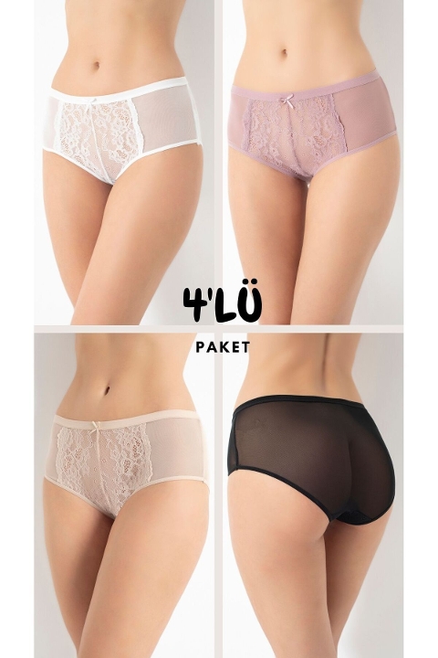 Yüksek Bel Tüllü Bato Kadın Külot Confeo 804