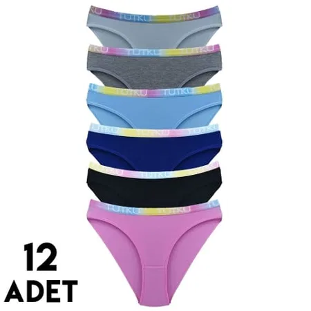 Yüksek Bel Destekli Bikini Külot Mor Tutku 0579 - Karışık Renk