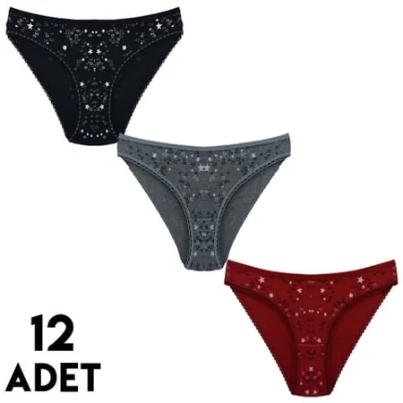 Yüksek Bel Destekli Kadın Bikini Külot Mor Tutku 0587 - Karışık Renk