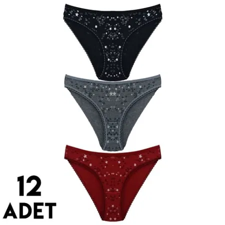 Yüksek Bel Destekli Kadın Bikini Külot Mor Tutku 0587 - Karışık Renk