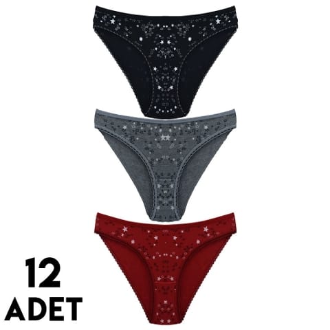 Yüksek Bel Destekli Kadın Bikini Külot Mor Tutku 0587 - Asorti