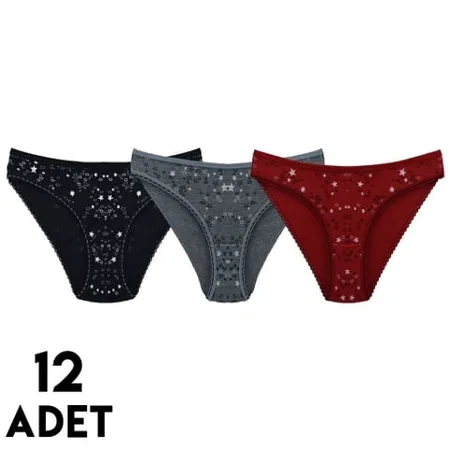 Yüksek Bel Destekli Kadın Bikini Külot Mor Tutku 0587 - Karışık Renk