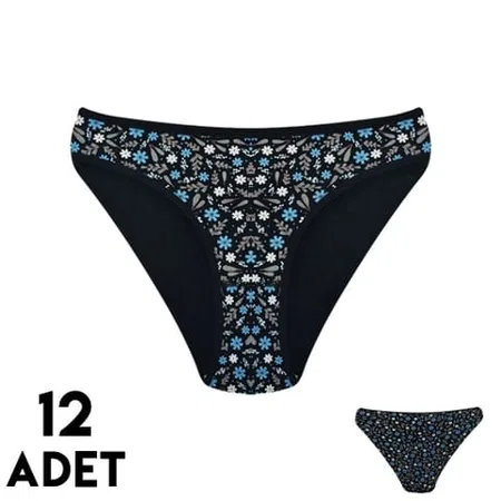 Çiçekli Yüksek Bel Bikini Külot Mor Tutku 0596 - Karışık Renk
