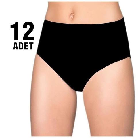 Yüksek Bel Destekli Bato Külot 12'li Tutku 0925 - Siyah